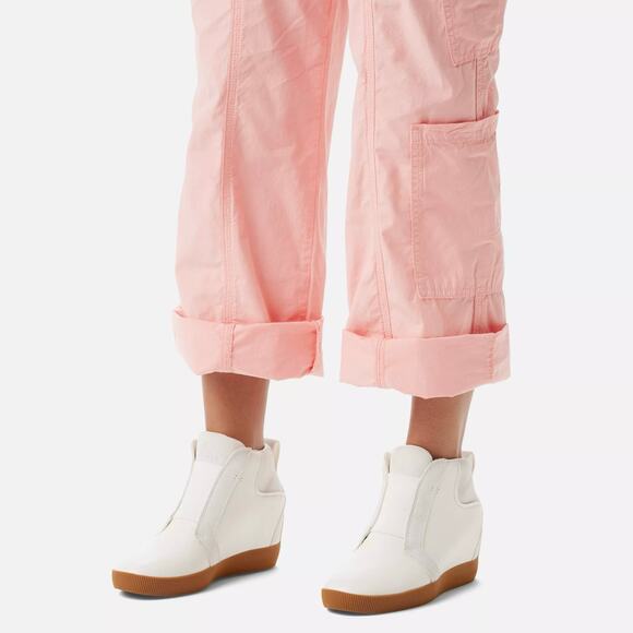 NIB Sorel Out N About Pull On Leather Wedge Sneaker Bootie 8.5 Sea Salt/Gum 2 - Picture 2 of 11